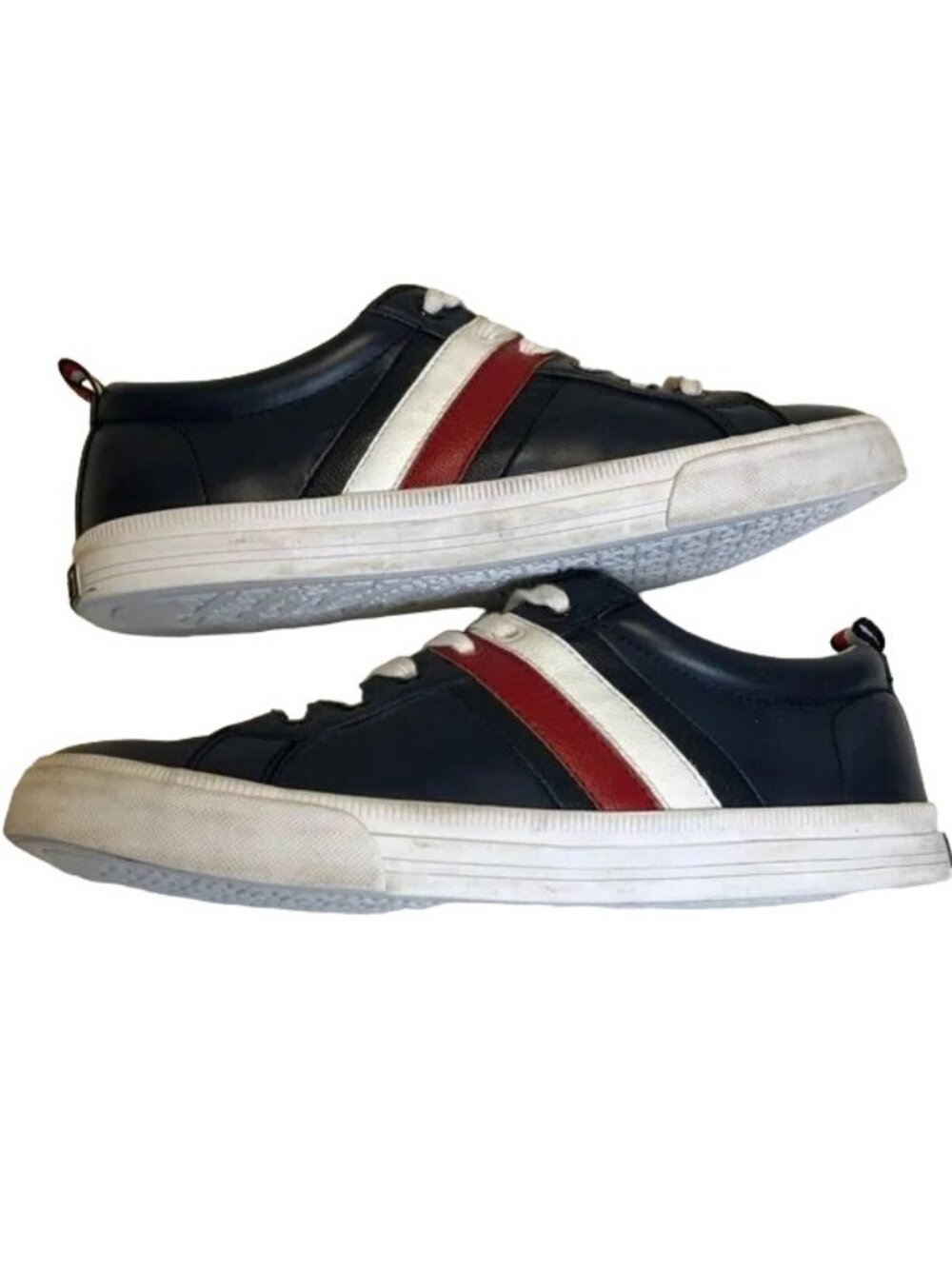 Y2k Tommy Hilfiger Sneakers 8.5 Blue w/ Red White Stripes Style Twlireal Lace Up - Picture 4 of 6